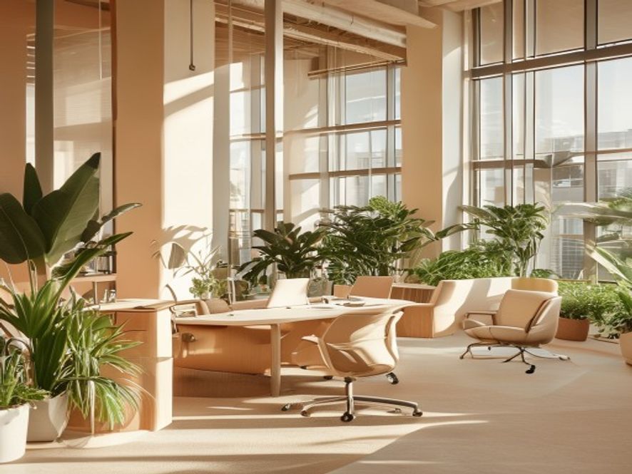 Team in modern office environment engaged in wellness activity